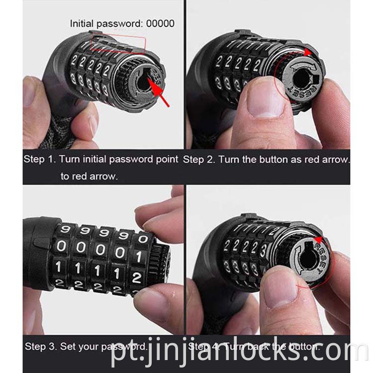 5 Número Digital Electric Bicycle Bicking Combination Chain Lock